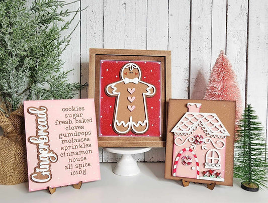 Sign Trio with Double Frame Gingerbread Christmas Shelf Sitters October 2024 Collection