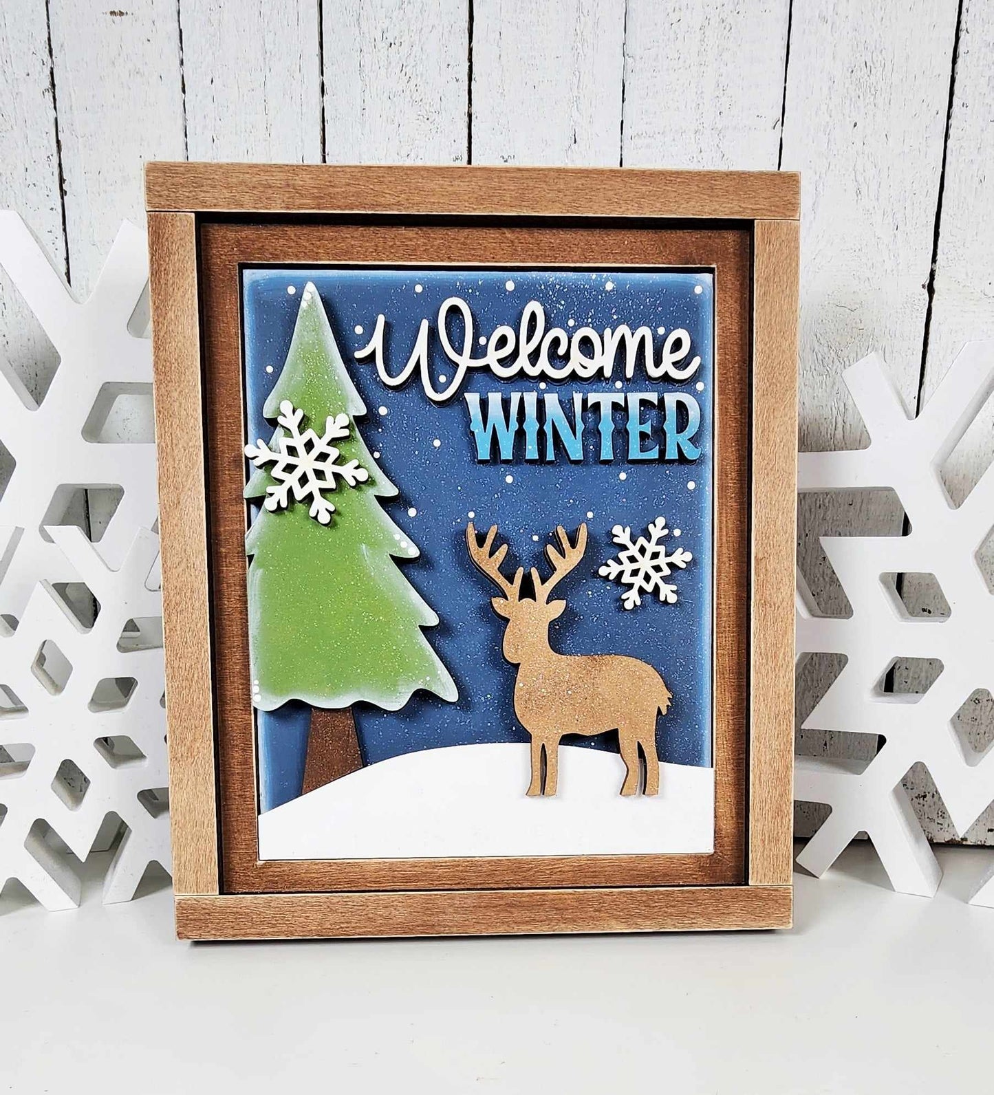 Sign Trio with Interchangeable Frame Winter Cabin Collection December 2024