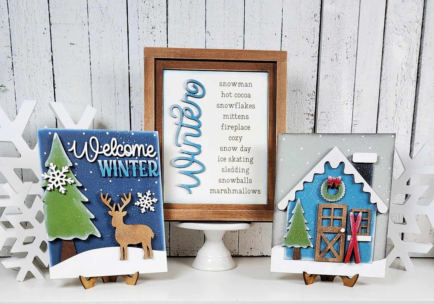 Sign Trio with Interchangeable Frame Winter Cabin Collection December 2024