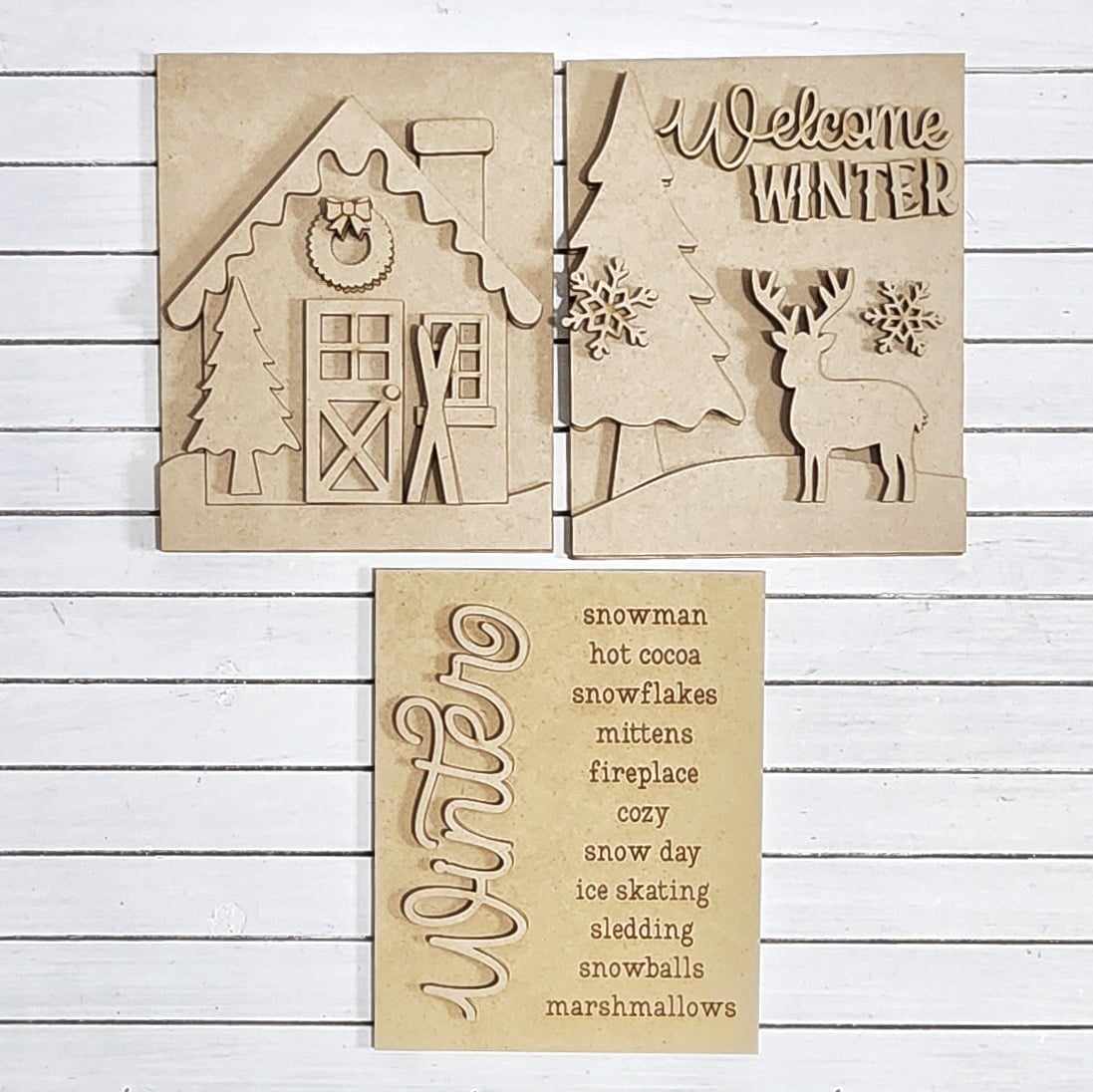 Sign Trio with Interchangeable Frame Winter Cabin Collection December 2024