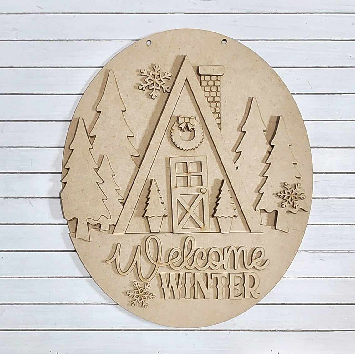 Winter Cabin Collection Door Hanger December 2024